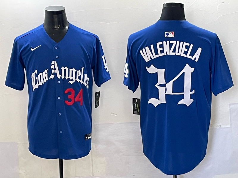 Men Los Angeles Dodgers #34 Valenzuela Blue 2025 Nike MLB Jersey style 003